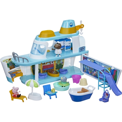 Hasbro Peppa Pig Peppas Kreuzfahrtschiff Aussteller | Geschicklichkeit, Imagination | Fantasie, Vorstellungsvermögen | Phantasie, Rollenspiel | Interaktives Spiel, interaktives spielen