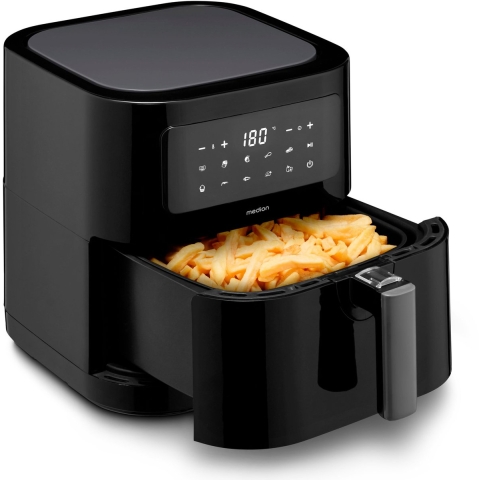 Medion LIFE E40 XL MD 11740 schwarz | Heißluftfritteuse | Nutzinhalt 5,2 L | Frittierkorb herausnehmbar | Temperatur 50-200 °C | Automatikprogramme