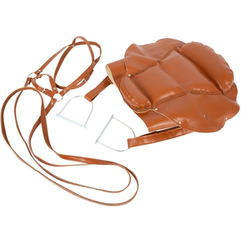 Smallfoot Sattel und Zaumzeug-Set Holzpferd 11906 braun | ab 3 Jahre | Outdoor | Zaumzeug | Sattel | PU-Kunstleder | extra weich gepolstert