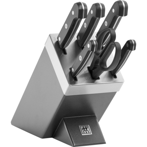 Zwilling Gourmet SharpBlock in schwarz Aussteller | Klinge aus rostfreiem Spezialstahl | Rutschfeste, komfortable Griffe | selbstschärfender Messerblock