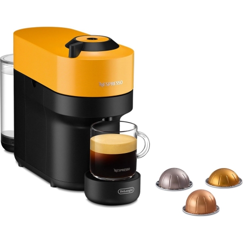 Delonghi ENV 90 Nespresso Vertuo Pop Gelb Aussteller | Pad-Kaffeemaschine | 1260 Watt | über drei verschiedene Kaffeekapselgrößen | gebrühter Nespresso-Kaffee & dichter Crema