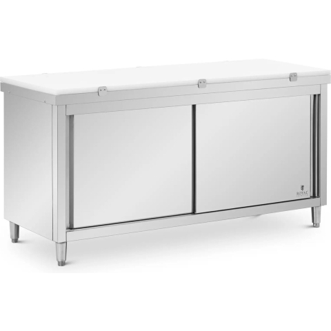 Edelstahl-Arbeitsschrank - ECO - 180 x 70 cm - 500 kg - inkl. Schneidplatte - Royal Catering