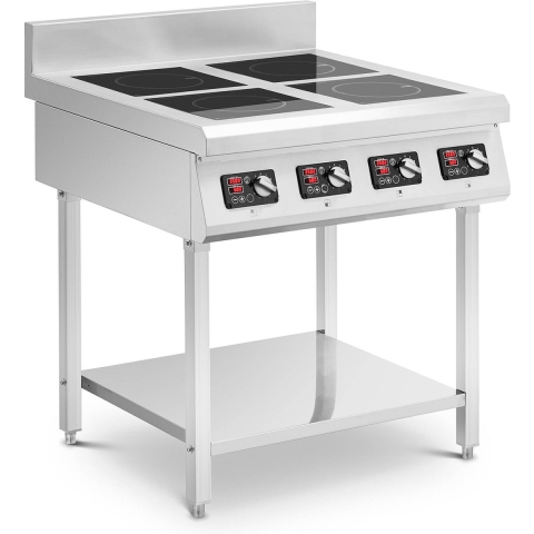 Induktionsplatte - 4 x 3500 W - 4 x 20 cm - Timer - mit Unterbau - Royal Catering