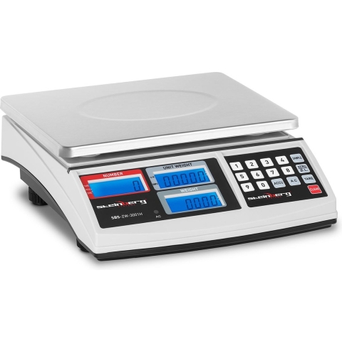 Zählwaage - 30 kg / 1 g - 21 x 27 cm - 3 LCD