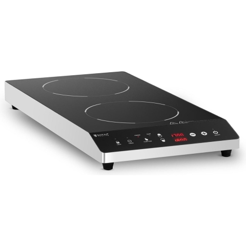 Induktionsplatte - 3500 W - 2 x 22 cm - 240 °C - Timer - Royal Catering