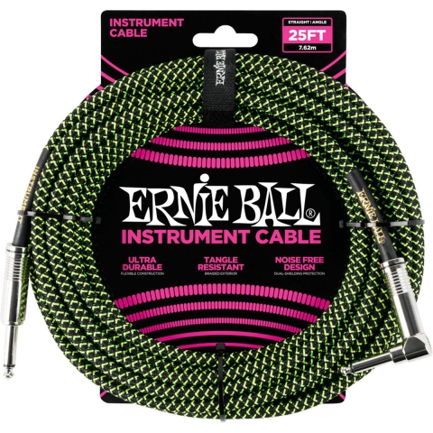 Ernie Ball EB6066 Instrumentenkabel Gewebe 7,62m lang gerade/gewinkelt