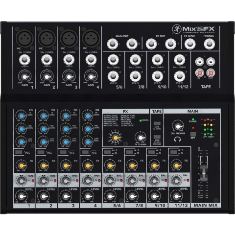 Mackie Mix12FX Mischpult 12-Kanal Kompaktmixer inkl. Netzteil mit Multieffekt