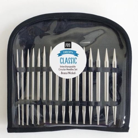 Drops Pro Classic austauschbare Rundstricknadeln Set Messing 8 Größen 3 Längen