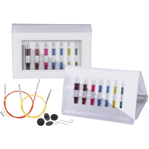 KnitPro SmartStix kurze austauschbare Rundstricknadeln Set Aluminium 3,00-6,00mm - 7 Größen