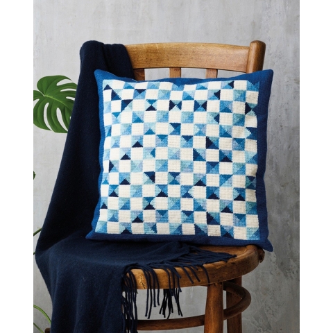 Permin Stickereiset Blaue Quadrate 38x38cm