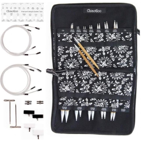ChiaoGoo Spin Small Wechselbares Rundnadel-Set Bambus 60-80-100 cm 5,5-10 mm 6 Größen