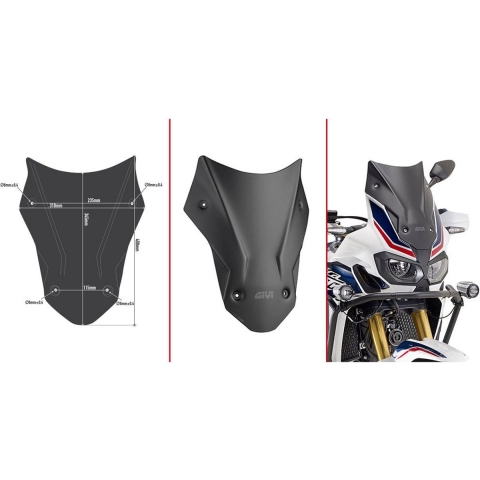 GIVI Windshield, for motorcycles and scooters, D1144BO Matt black