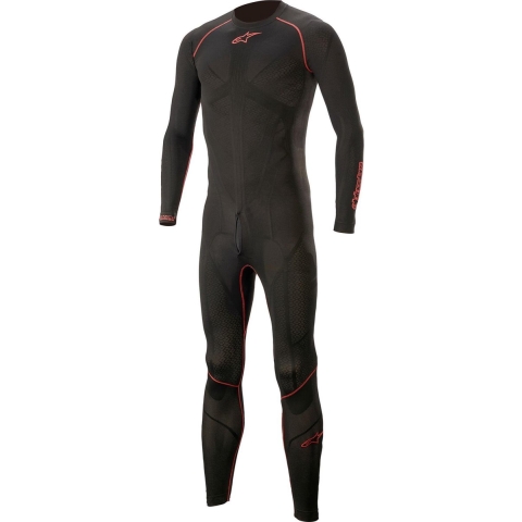 ALPINESTARS Ride Tech Lite 1 PC Undersuit, Thermal suit to wear on the motorcycle, Black-Red
