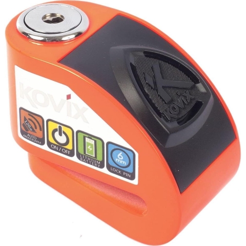 KOVIX KD6 Alarm, Disc brake locks for motorcycles, Fluorescent Orange