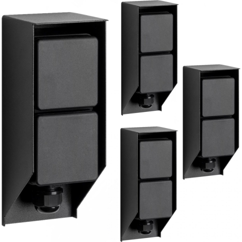 Set von 4 Gartensteckdosen Double Wall Außensteckdose Schwarz