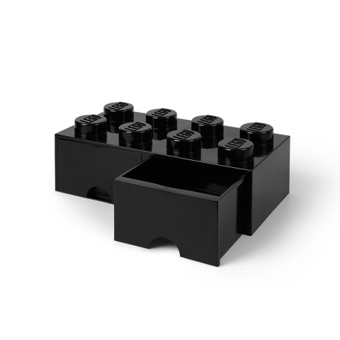 LEGO Aufbewahrungsstein mit 8 Noppen und Schubfächern in Schwarz