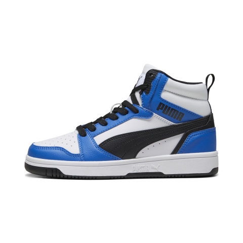PUMA Rebound V6 Mid Sneakers Teenager, Schuhe, Weiß/Schwarz/Racing Blau, 37