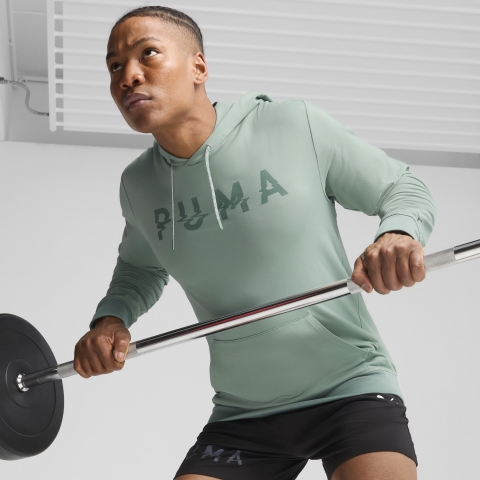 PUMA CLOUDSPUN Branded Hoodie Herren, Kleidung, Grün Moon, XL