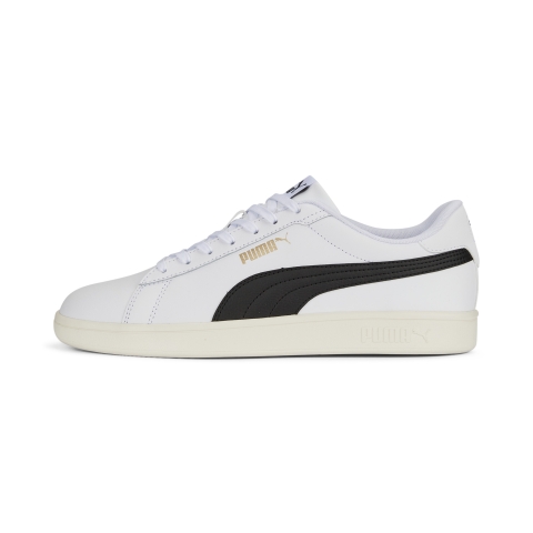 PUMA Smash 3.0 L Sneakers, Schuhe, Weiß/Schwarz/Gold, 39