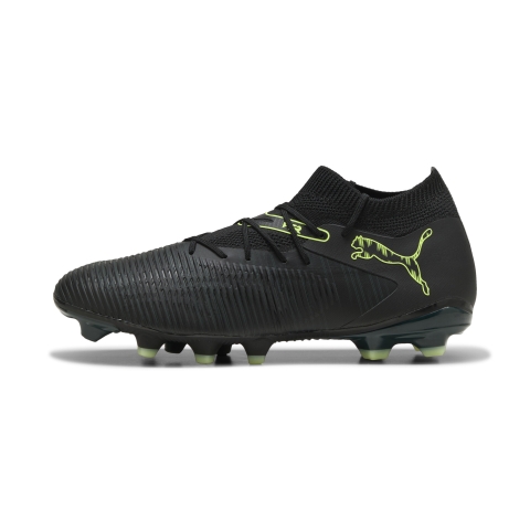 PUMA FUTURE 8 MATCH FG/AG Fußballschuhe Unisex, Schuhe, Schwarz/Fizzy Light/Grün Terrain, 40.5