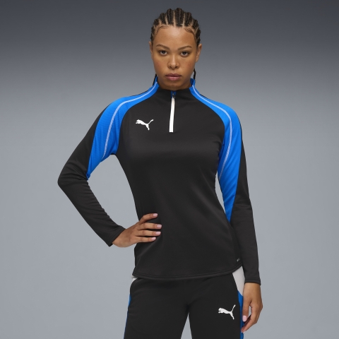 PUMA IndividualBLAZE Fußballtop mit viertellangem Reißverschluss Damen, Kleidung, Schwarz/Weiß/Racing Blau, S