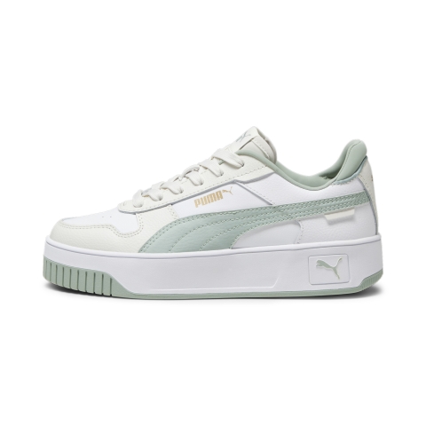 PUMA Carina Street Sneakers Damen, Schuhe, Weiß/Grün Fog/Vapor Grau, 41