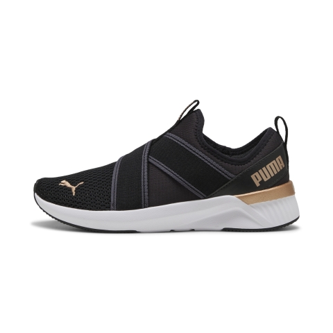 PUMA SOFTRIDE Harli Slip-on Laufschuhe Damen, Sport, Schwarz/Weiß/Gold, 40