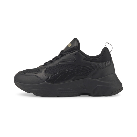 PUMA Cassia Sneakers Damen, Schuhe, Schwarz/Schwarz/Gold, 36
