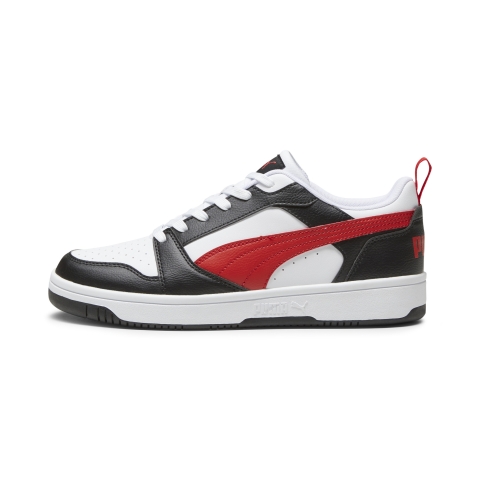 PUMA Rebound V6 Low Sneakers, Schuhe, Weiß/Rot/Schwarz, 40.5