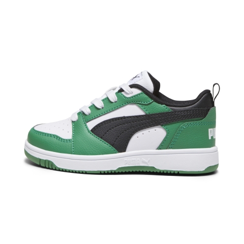 PUMA Rebound V6 Lo Sneakers Kinder, Schuhe, Weiß/Schwarz/Archive Grün, 30