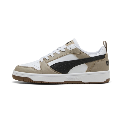 PUMA Rebound V6 Low Sneakers, Schuhe, Weiß/Schwarz/Ice Coffee, 44.5