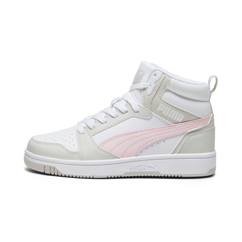 PUMA Rebound V6 Mid Sneakers Teenager, Schuhe, Weiß/Frosty Rosa/Sedate Grau, 35.5