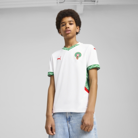 PUMA Marokko 2025 Auswärtstrikot Teenager, Kleidung, Weiß/Fast Grün/Rot, 15-16Y