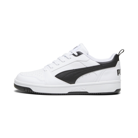 PUMA Rebound V6 Low Sneakers, Schuhe, Weiß/Schwarz/Schwarz, 38.5