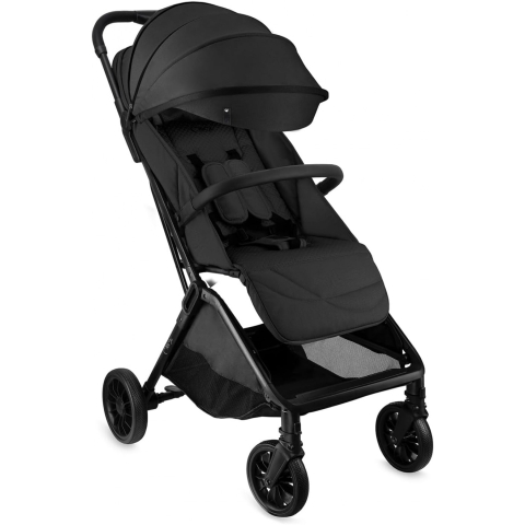 MoMi Passeggino ANDREA Black chiusura automatica Portata 22 Kg , zainetto fasciatoio, zanzariera, parapioggia