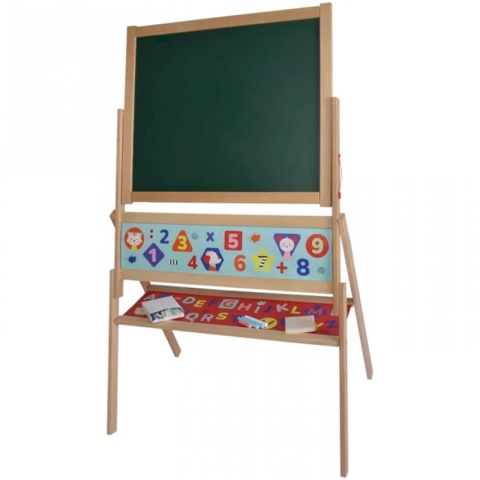 Doppelseitiges magnetisches Whiteboard mit Eichhorn-Staffelei aus Holz von Simba 66 x 110 cm