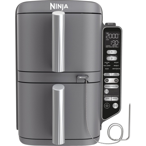 Ninja Double Stack XL SL451EU grau | Heißluftfritteuse | Double Stack | 2x 4.75 L | 6 Programme | Antihaftbeschichtung | 6-8 Portionen