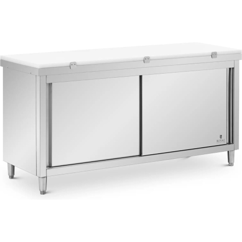 Edelstahl-Arbeitsschrank - ECO - 180 x 60 cm - 500 kg - inkl. Schneidplatte - Royal Catering