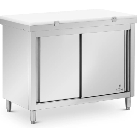 Edelstahl-Arbeitsschrank - ECO - 120 x 60 cm - 500 kg - inkl. Schneidplatte - Royal Catering