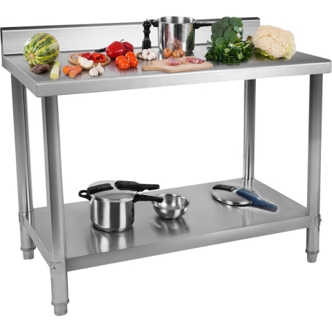Edelstahl-Arbeitstisch - ECO - 150 x 60 cm - 400 kg - Aufkantung - Royal Catering