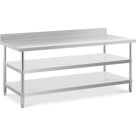 Edelstahl-Arbeitstisch - ECO - 200 x 90 cm - 240 kg - Zwischenboden - Royal Catering