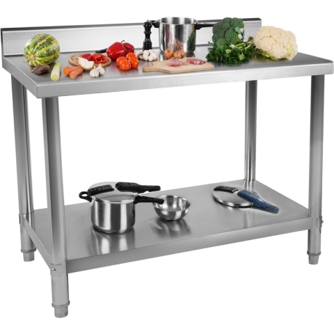 Edelstahl-Arbeitstisch - ECO - 100 x 60 cm - 400 kg - Aufkantung - Royal Catering