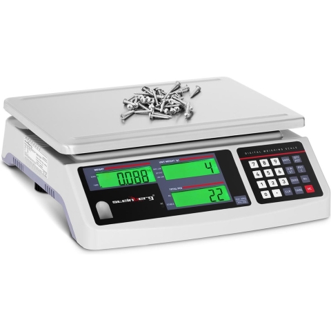 Zählwaage - 30 kg / 1 g - 30,5 x 20 cm - Akku 72 h - 3 LCD