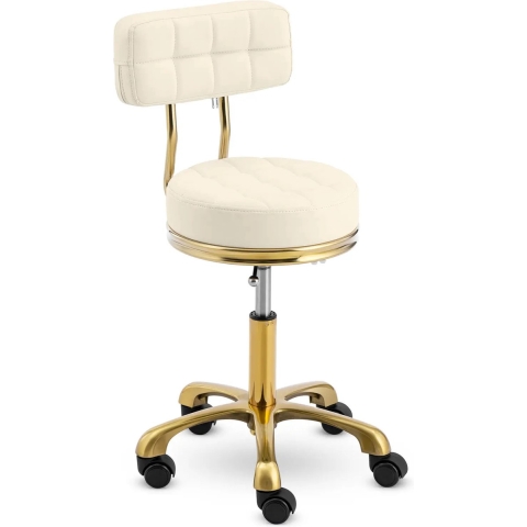 Rollhocker mit Lehne - 51 - 66 cm - 150 kg - Beige/Golden