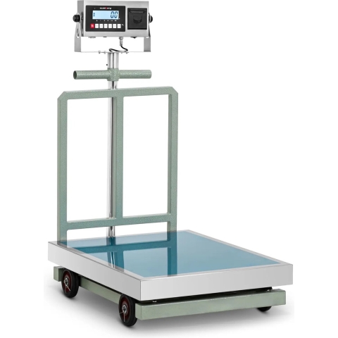 Plattformwaage - 1000 kg / 0,2 kg - 60 x 80 cm - LCD mit Etikettendrucker - Räder