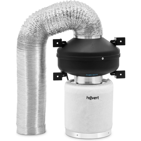 Abluftset - Aktivkohlefilter / Rohrventilator / Abluftschlauch - 382.2 m³/h - Ø 125 mm Auslass