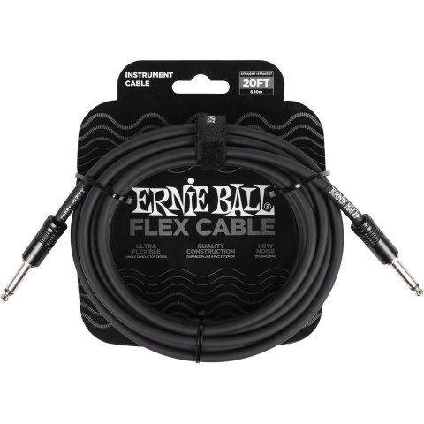 Ernie Ball EB6435 Instrumentenkabel Flex schwarz 6,09m lang gerade/gerade