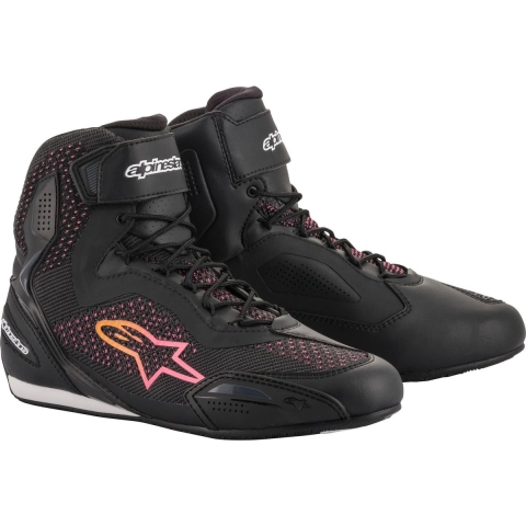 ALPINESTARS Stella Faster-3 Rideknit, Motorcycle shoes, Black-Yellow-Pink