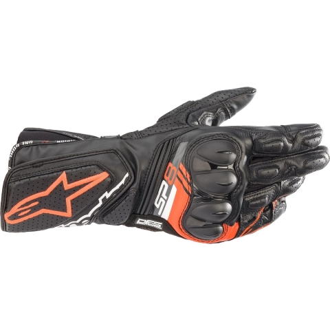 ALPINESTARS SP-8 V3, Motorcycle racing gloves, Black-Red Fluo