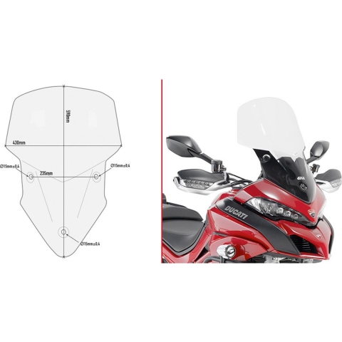 GIVI Windshield, for motorcycles and scooters, D7406ST Tall transparent
